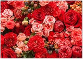 Üveg konyhai panel Piros virágok Ragasztó Ingyenes