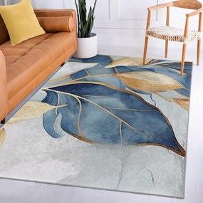 Kék-aranyszínű mosható szőnyeg 160x230 cm Golden Leaves – Mila Home
