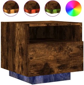vidaXL füstös tölgy színű éjjeliszekrény LED-világítással 40x39x37 cm