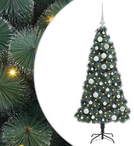 Műfenyő előre világított karácsonyfa gömbkészlettel Zöld 120 cm