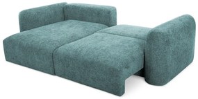 Kék zsenília kinyitható-tárolóhelyes sarokkanapé (bal oldali-heverő résszel) Mele – Makamii