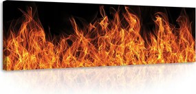 Vászonkép falikép fekete narancssárga lángok tűz 45x145
