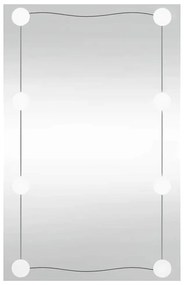 téglalap alakú üveg falitükör LED fényekkel 50 x 80 cm