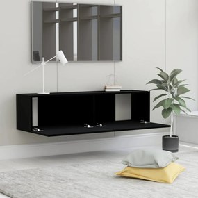 fekete szerelt fa TV-szekrény 120 x 30 x 30 cm