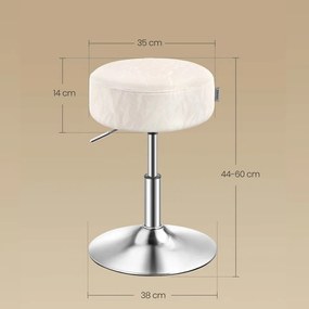 AURA állítható magasságú sminkszék fésülködőasztalhoz, Ø35cm, krémszínű Vasagle