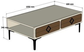 Dohányzóasztal Simba (dió + krém). 1089496