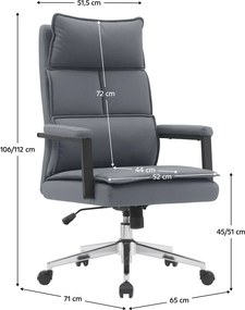 Irodai szék, szürke ekobőr/króm, KAHIL