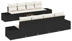 vidaXL 9 Részes Kertibútor Szett Párnákkal Fekete Pödrött Rattan
