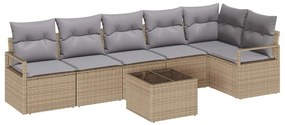 Kerti Kanapé Szett párnával 7 pcs Beige és Világosszürke