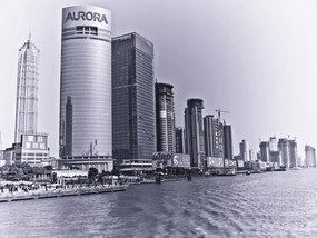 Poszter 40x30cm Pudong panoráma a Huangpu folyónál, Assaf Frank