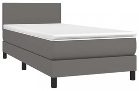 szürke műbőr rugós ágy matraccal és LED-del 80 x 200 cm