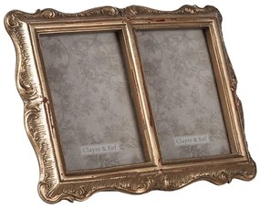 Antikolt aranyszínű dupla vintage képkeret 10x15 cm műanyag