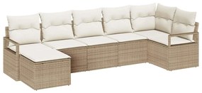 vidaXL Kanapé Szett párnával 7 pcs Bézs polirattan