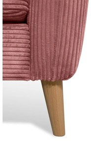 Rózsaszín kordbársony sarokkanapé (bal oldali) Paris – Scandic