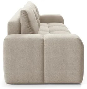 ALMADA bézs kárpitozott, kihúzható háromszemélyes kanapé tárolóval