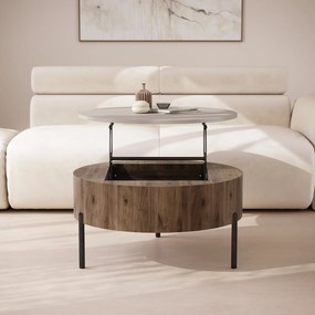 Mazzoni FRIDA Bézs Taupe / Elegáns Diófa – MODERN DOHÁNYZÓASZTAL FELHAJTHATÓ LAPPAL ÉS TÁROLÓVAL