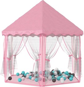 vidaXL rózsaszínű hercegnős játszósátor 250 labdával 133 x 140 cm