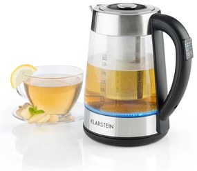 Klarstein Ostfriese, vízforraló és teafőző 2 az 1-ben, 1,7 L, 2200 W, LED, rozsdamentes acél, üveg
