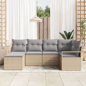 6 darabos kerti kanapé szett párnákkal bézs poly rattan, 2 fős kerti kanapé párnákkal bézs poly rattan