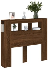 barna tölgyszínű szerelt fa LED-es fejtámla 120x18,5x103,5 cm