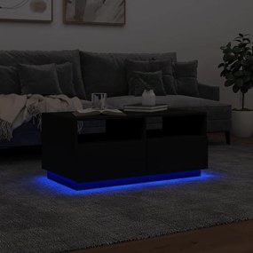 fekete dohányzóasztal LED-lámpákkal 90x49x40 cm