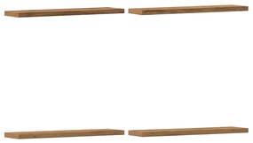 4 db kézműves tölgy színű szerelt fa fali polc 40 x 10 x 1,5 cm