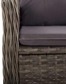 vidaXL 3 részes szürke polyrattan kerti bisztrószett