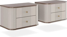 Vesper függő éjjeliszekrény készlet 56 cm - kasmír / diófa / arany fogantyúk