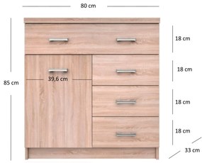 Komód Tianna (szonoma tölgy). Akció -18%. 1053302