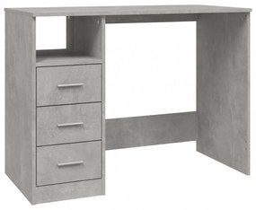 betonszürke szerelt fa íróasztal fiókokkal 102x50x76 cm