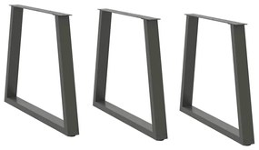 vidaXL 3 db antracitszürke, V-alakú acél étkezőasztalláb 70 x (72-73,3) cm