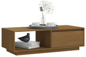 Mézbarna tömör fenyőfa dohányzóasztal 110 x 50 x 33,5 cm