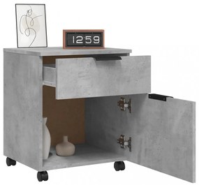 betonszürke szerelt fa mobil iratszekrény kerekekkel 45x38x45cm
