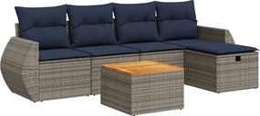vidaXL 6 részes szürke polyrattan kerti ülőgarnitúra párnákkal