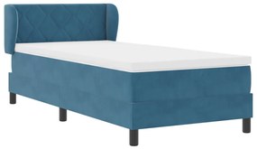 Boxspring Ágy Matraccal Sötétkék 90x200 cm Bársony