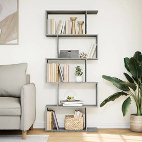 5 szintes szürke sonoma fa elválasztó könyvespolc 70x24x161 cm