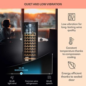 Klarstein Barossa 54 Uno, borhűtő, 155 liter, 54 palack, üvegajtó, érintőképernyős LED