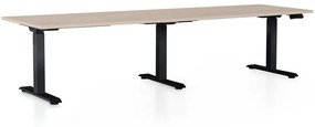 OfficeTech Long állítható magasságú asztal, 260 x 80 cm, fekete alap, tölgy