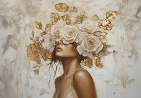 Fotótapéta - Lány rózsákkal (147x102 cm)