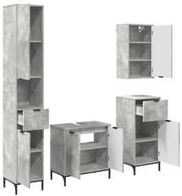 Fürdőszoba bútor szett fiókkal Beton Szürke Műanyag fa, fém