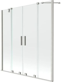 Mexen Velar Duo, csúszó 2 szárnyas kádparaván 140x150 cm, 8mm átlátszó üveg, szálcsiszolt nikkel, 896-140-000-02-97