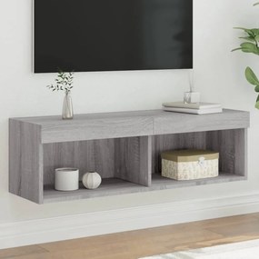 szürke sonoma színű TV-szekrény LED-világítással 100x30x30 cm