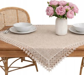 Abrosz szögletes Bézs gipiurával asztalra Négyzet rátét 85x85 elegáns