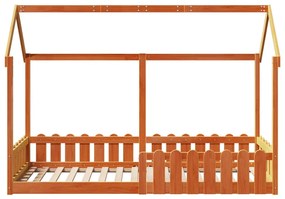 viaszbarna tömör fenyőfa házikó gyerekágykeret 80 x 200 cm