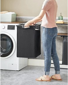 Szennyestartó, kihúzható és levehető ruhatartó zsákkal 2x46l, fekete