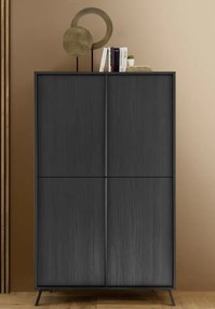 CITY négyajtós komód fekete, laminált vázzal és előlapokkal