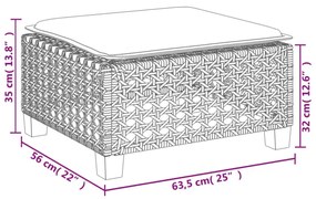 fekete polyrattan kerti szék párnával 63,5 x 56 x 32 cm