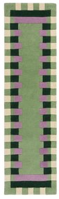 Zöld-lila kézi szövésű gyapjú futószőnyeg 60x230 cm Kai Wool Border – Flair Rugs
