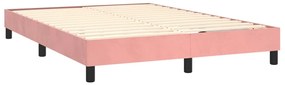 rózsaszín bársony rugós és LED-es ágy matraccal 140x190 cm