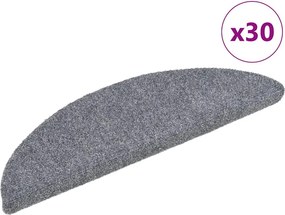 vidaXL 30 db öntapadós lépcsőszőnyeg, 56 x 17 x 3 cm, világosszürke, félkör alakú